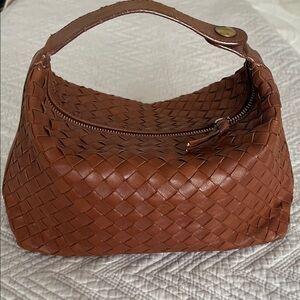 Bottega Veneta Brown Woven Leather Cosmetic Bag